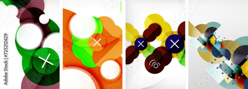 Set of circles geometric abstract posters. Abstract backgrounds for wallpaper, business card, cover, poster, banner, brochure, header, website