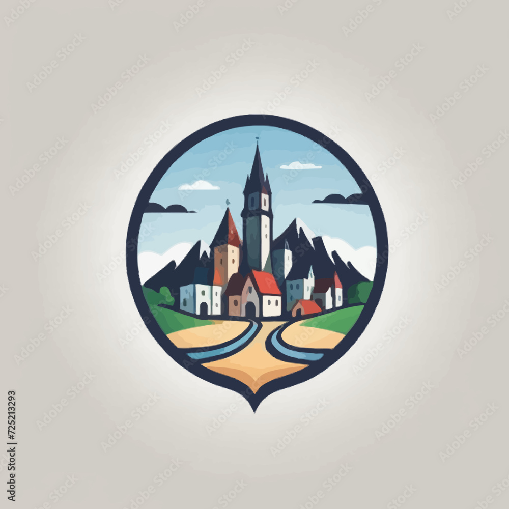 Town Cartoon Logo Design Very Cool