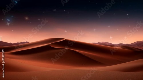 Desert scene at night, animated virtual repeating seamless 4k photo