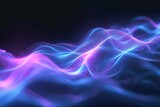 Abstract background with blue glowing wavy lines with technology connection concept.