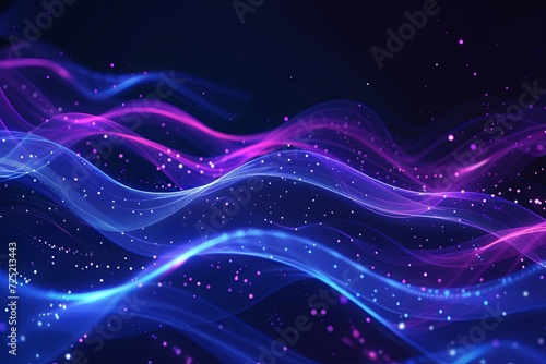 Abstract background with blue glowing wavy lines w