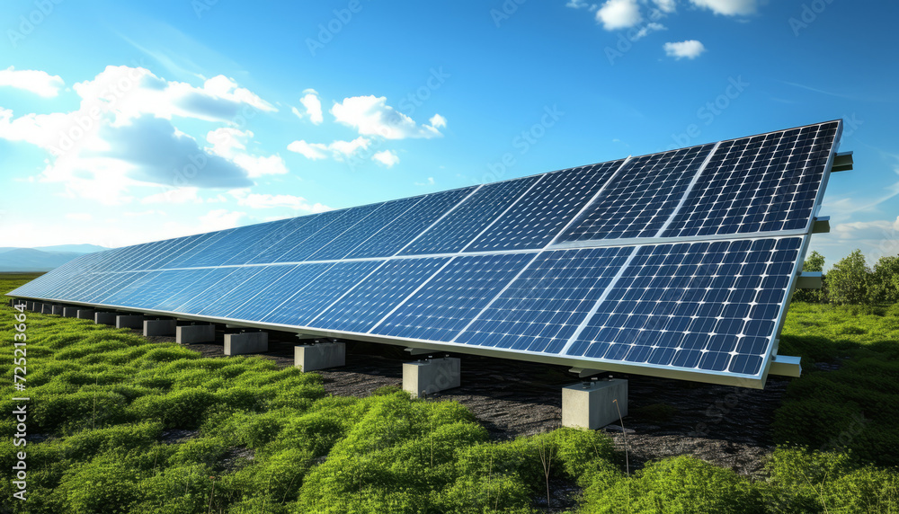 an eye-catching graphic design for online advertising, it has an illustration of a solar panel , generative ai an eye-catching graphic design for online advertising, it has an illustration of a solar panel , generative ai