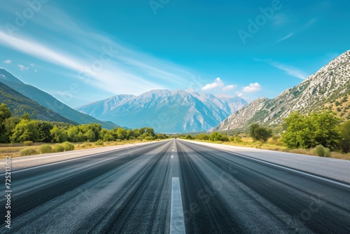asphalt road panorama in countryside on sunny summer
