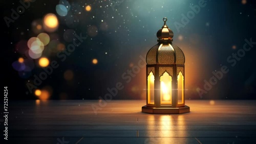 Ramadan lantern scene with blur background, animated virtual repeating seamless 4k