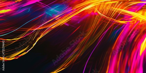 Streaks of bold, neon colors against a dark background, creating an energetic and dynamic abstract composition