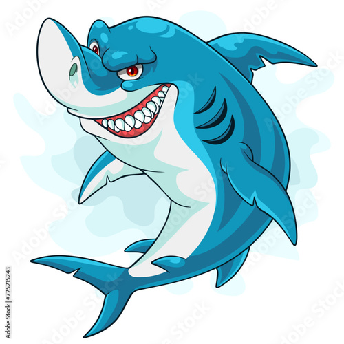 Cartoon shark isolated on white background