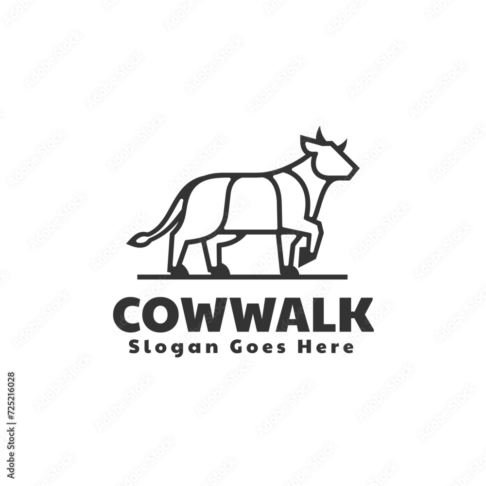 Vector Logo Illustration Cow Line Art Style Vector Logo Illustration Cow Line Art Style