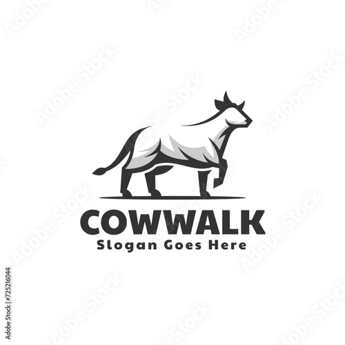 Vector Logo Illustration Cow Silhouette Style