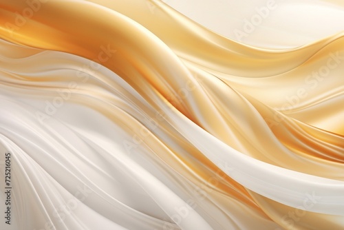Golden hues merge with pristine white, forming an abstract masterpiece that sparkles in high definition, creating a luxurious wavy backdrop.