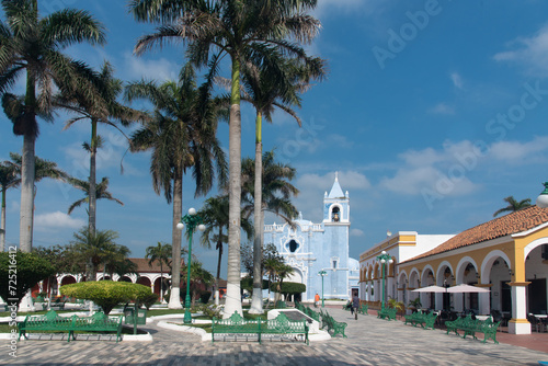 colonial town square of Tlacotlapan Mexico