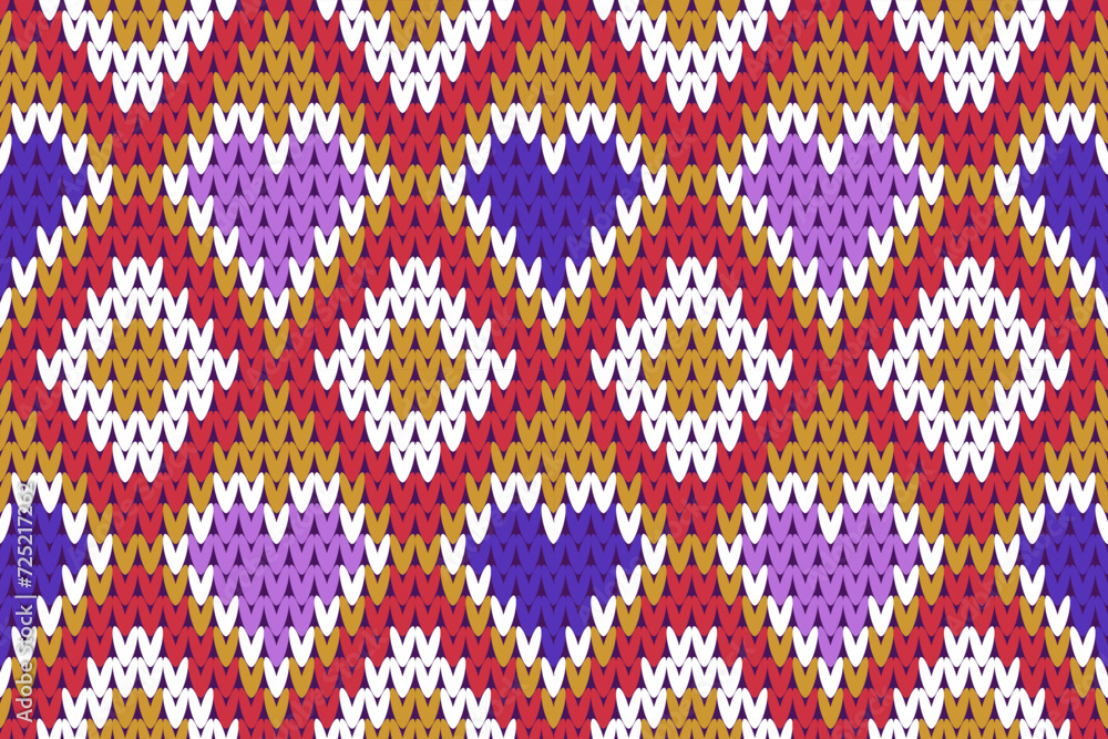 Festive Sweater Design. Seamless Knitted Pattern. Heart Cross Stitch Embroidery seamless pattern on background. Design for fashion texture,fabric,clothing,wrapping,print geometric ethnic oriental.