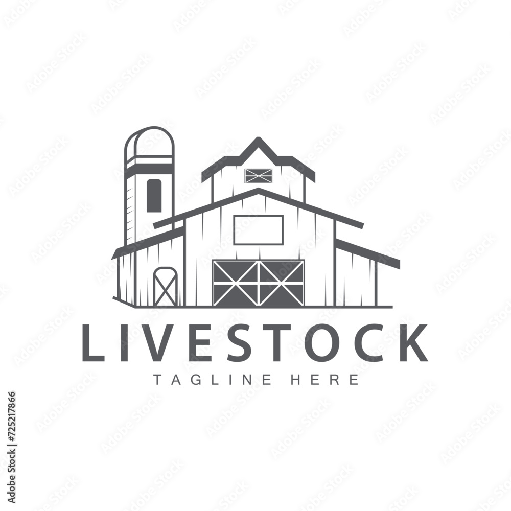 Fototapeta premium Farm barn logo vector warehouse simple minimalist vintage old village templet illustration