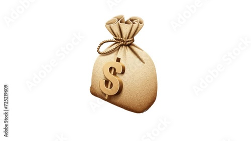 Money Bag Icon of nice animated for your isometric videos easy to use with Transparent Background