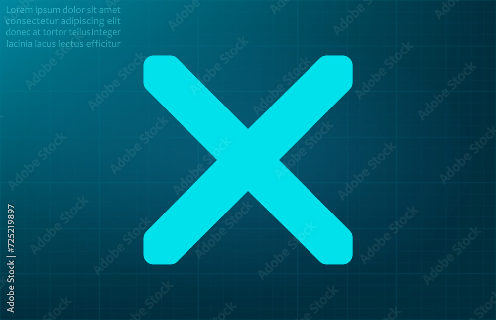 Obraz premium Cross, remove symbol. Vector illustration on blue background. Eps 10.