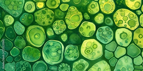 Abstract cellular pattern, with organic shapes in various shades of green photo