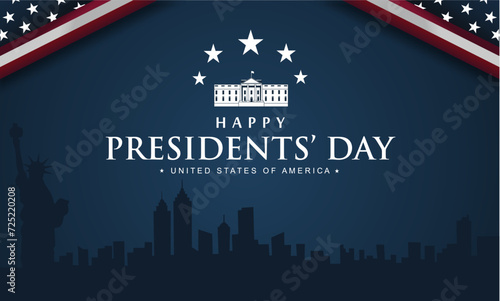 Presidents Day of America Background with White House Symbol. America Vector Illustration