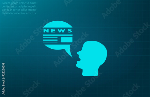 News announcer, news symbol. Vector illustration on blue background. Eps 10.