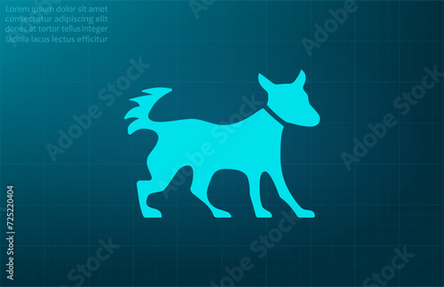Dog, zoo symbol. Vector illustration on blue background. Eps 10.