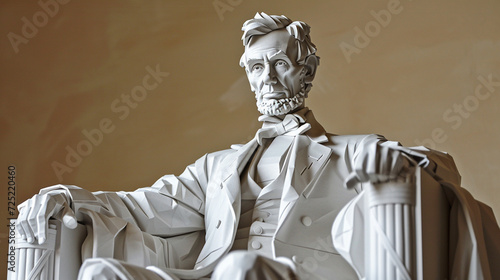 Abraham Lincoln Statue Memorial Paper Craft Art Concept - With Copy Space, President's Day Concept Art photo