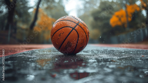 Basketball on a basketball court, generative ai. © JKLoma