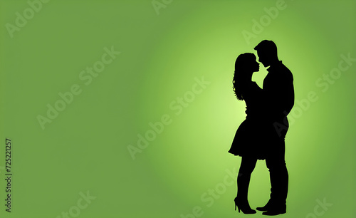 Couple silhouette. soft green background with copy space. Generative AI