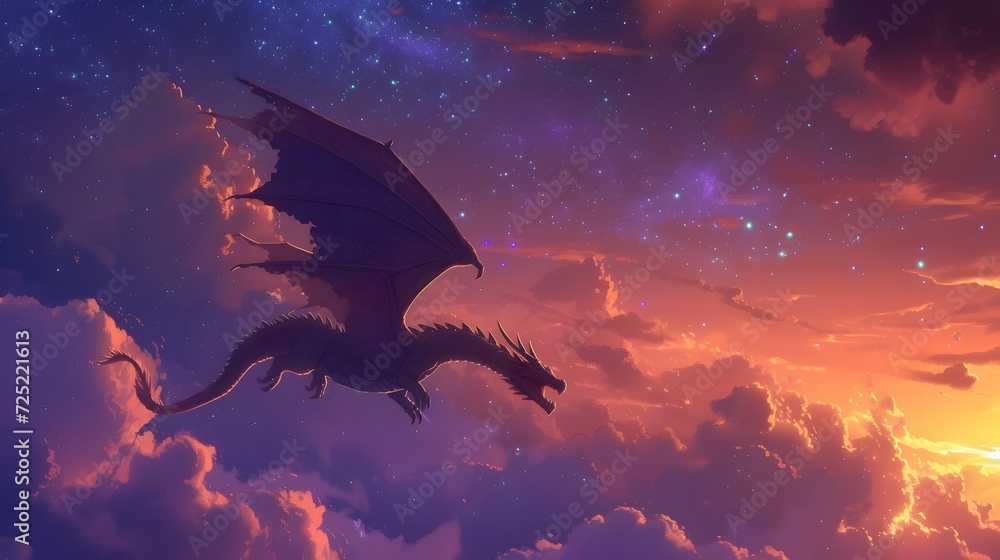 Fototapeta premium dragon and its rider