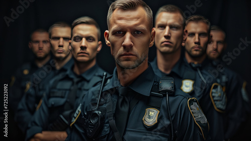 portrait group of Caucasian male Security guard, generative ai