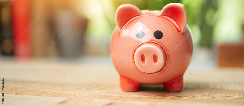 Obraz premium Cute little baby pig traditional piggy bank
