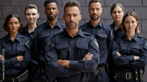 portrait group of Caucasian male Security guard, generative ai photo