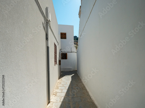 Lindos  island of Rhodes  Greece  fragment  natural small-town landscape integrated with ancient monuments. Very popular for tourists