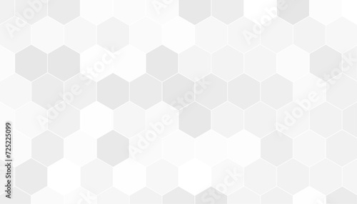 Abstract white and grey hexagonal pattern background design. Modern simple overlapping hexagon geometric element with molecular structures. Medical science technology concept. Vector illustration