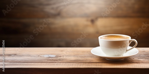 Coffee cup on wooden table