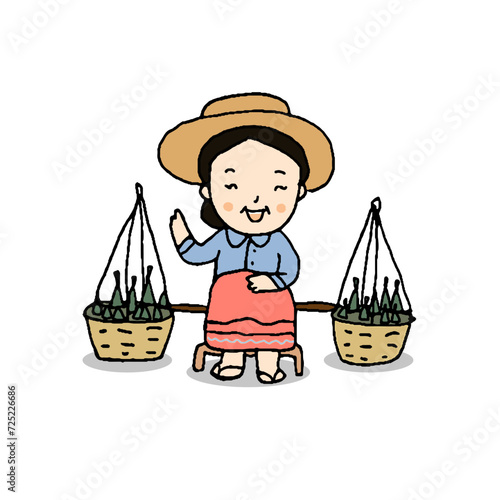 Vector illustration of street food hawker in Thailand