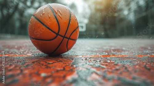 Basketball on a basketball court, generative ai. © Chanya2498