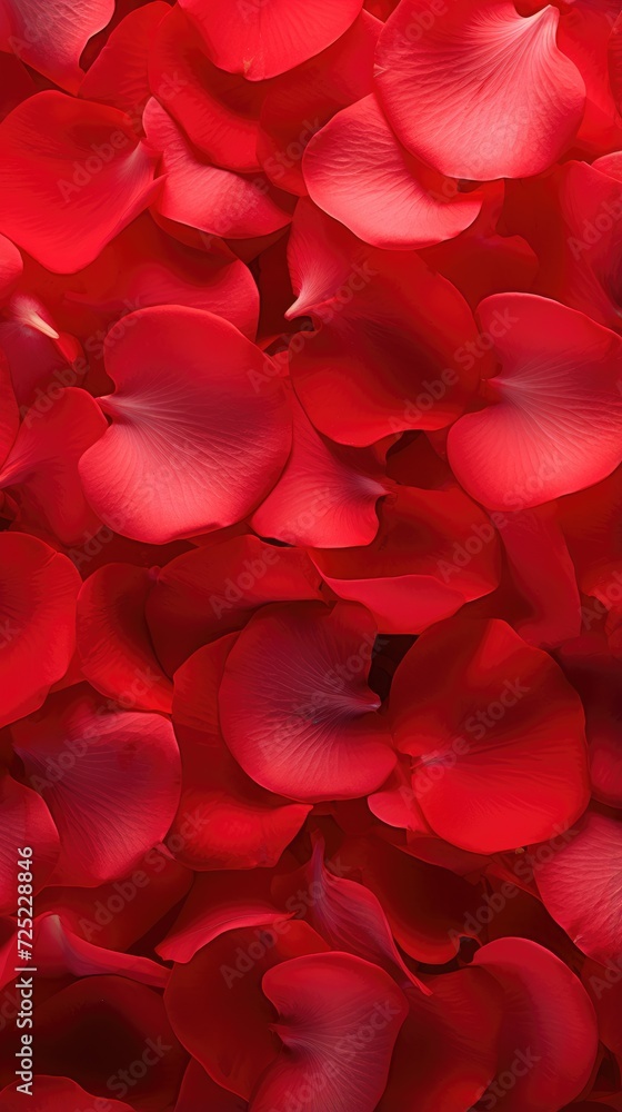 Close-up of bright red rose petals scattered across a surface. Close-up of bright red rose petals scattered across a surface.
