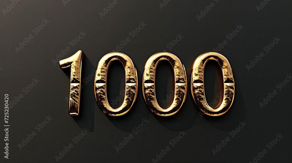 Number 1000 Logo Gold Metallic Symbol Fancy Generative AI Stock