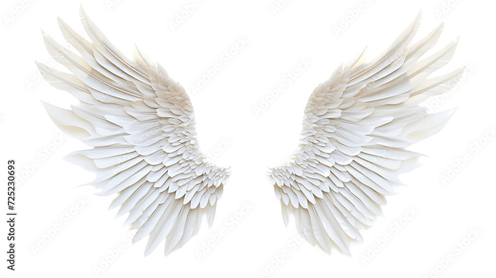 Angel white wings on transparent background - obrazy, fototapety, plakaty 