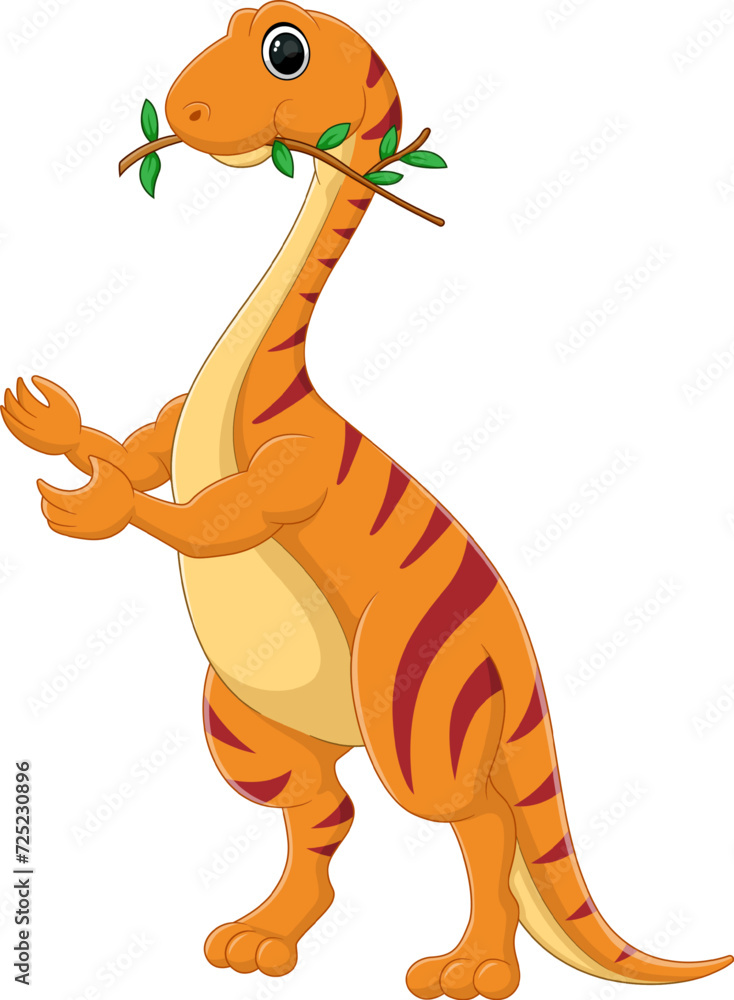 Cartoon euskelosaurus dinosaur on white background Cartoon euskelosaurus dinosaur on white background