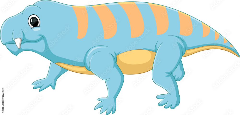 Cartoon diycnodont dinosaur on white background