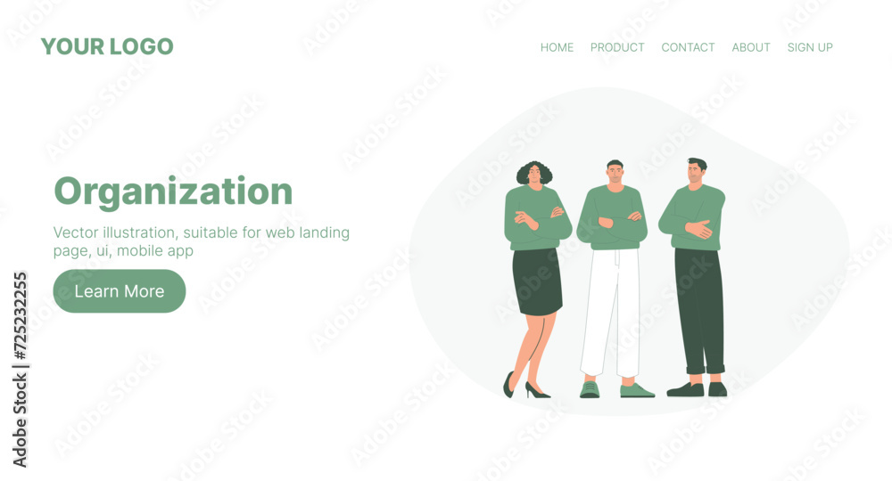 Organization. Web Landing Page Design. Flat Cartoon Vector Illustration. Vector illustration, suitable for web landing page, ui, mobile app. Organization. Web Landing Page Design. Flat Cartoon Vector Illustration. Vector illustration, suitable for web landing page, ui, mobile app.
