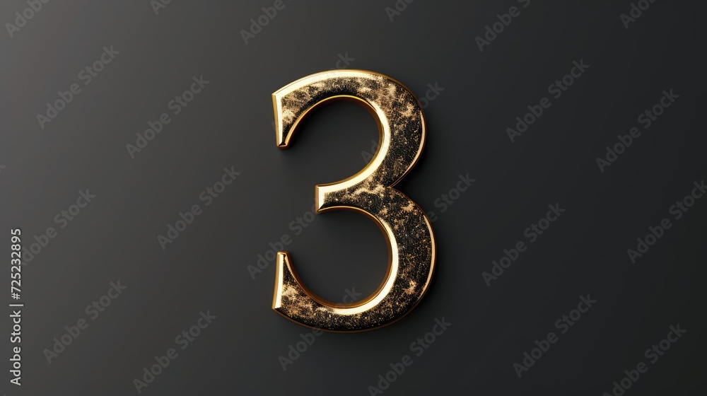 Number 3 Logo Golden Metal Icon Fancy Generative AI Number 3 Logo Golden Metal Icon Fancy Generative AI