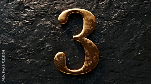Number 3 Logo Golden Shiny Symbol Style Generative AI
