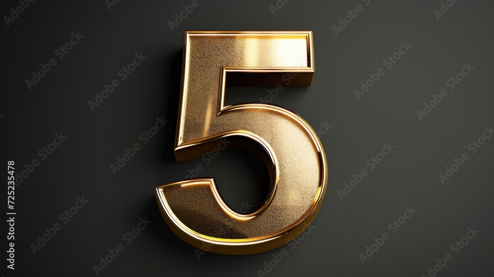 Number 5 Logo Golden Metal Symbol Style Generative AI Number 5 Logo Golden Metal Symbol Style Generative AI