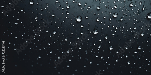 water drops on black glass background. 