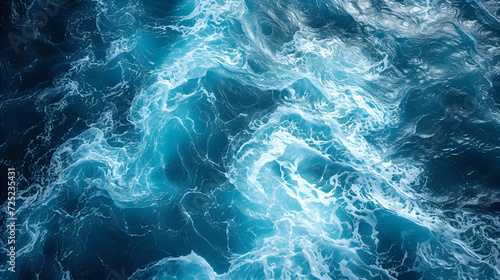 Rippling blue sea or ocean waves Abstract water surface, Generative Ai