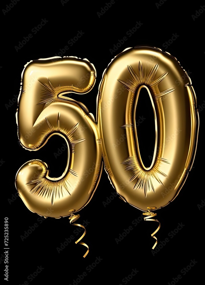 Number 50 Gold Metallic Text Generative AI Number 50 Gold Metallic Text Generative AI