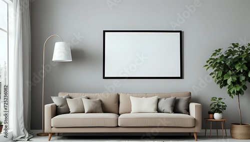Style loft interior with gray armchair on cozy wall.3d rendering © Chubby Studio