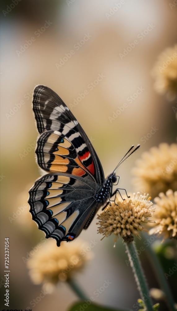 Obraz premium Vibrant Butterfly on Flower, Nature Beauty Close-Up