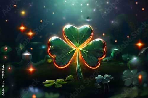 Shamrock with surrounded by magical lights