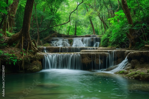 Beautiful deep forest waterfall